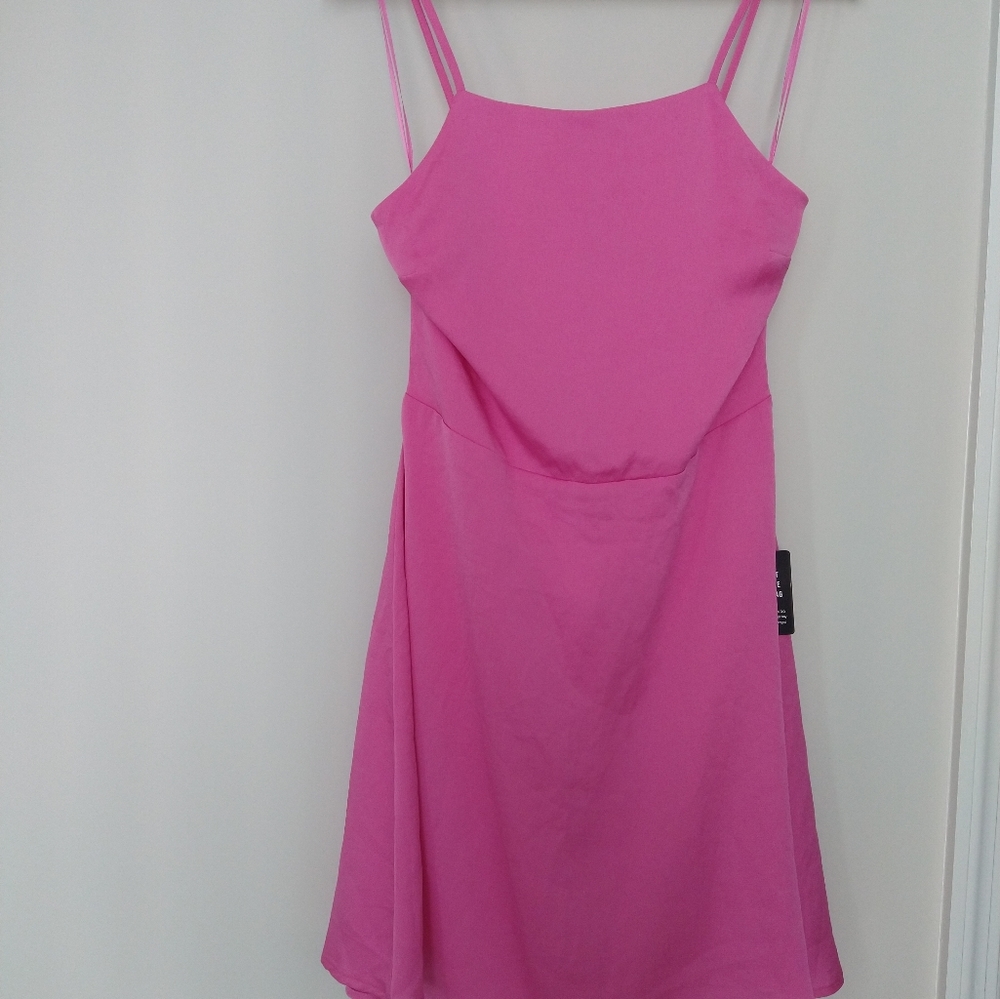 Pink satin express dress size small